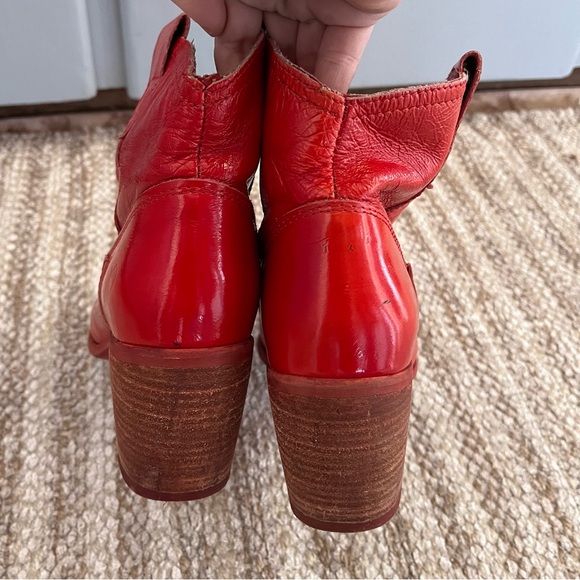 Red Leather Ankle Boots - Picture 13 of 16